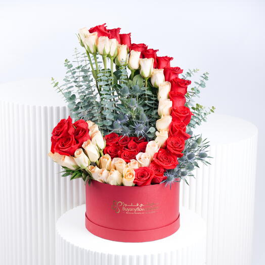 Вельвет Блаш 65 роз в коробке