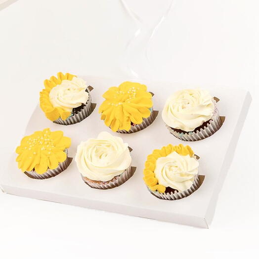 Boîte cadeau de 6 cupcakes Sunshine Swirl