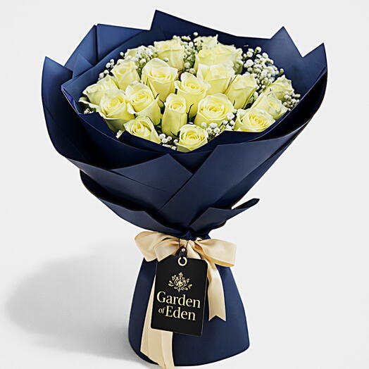 Navy Grace 21 White Roses