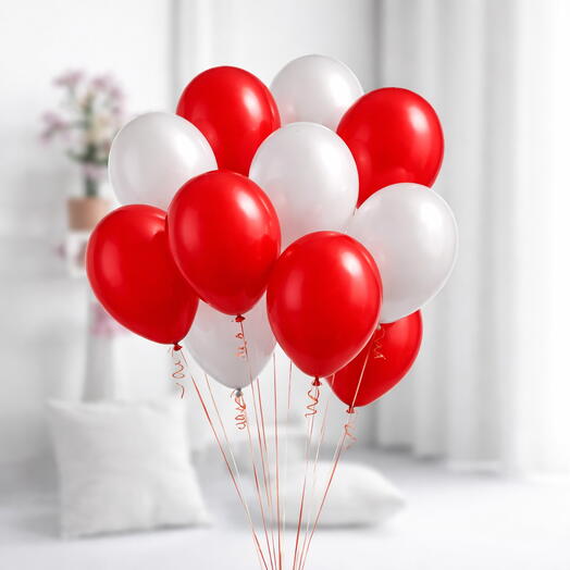 Красно-белые латексные гелиевые шары 15