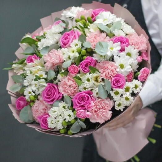 Pink Carnation and Rose Bouquet