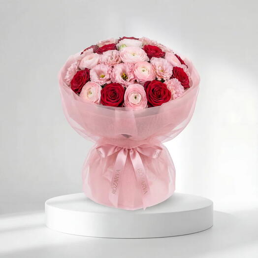 Crimson   Blush Ranunculus Cloud: The Red Rose   Pink Ranunculus Symphony