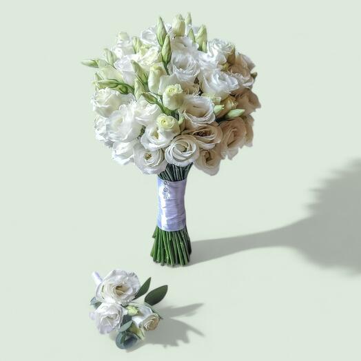 Elegant White Eustoma Bridal Set