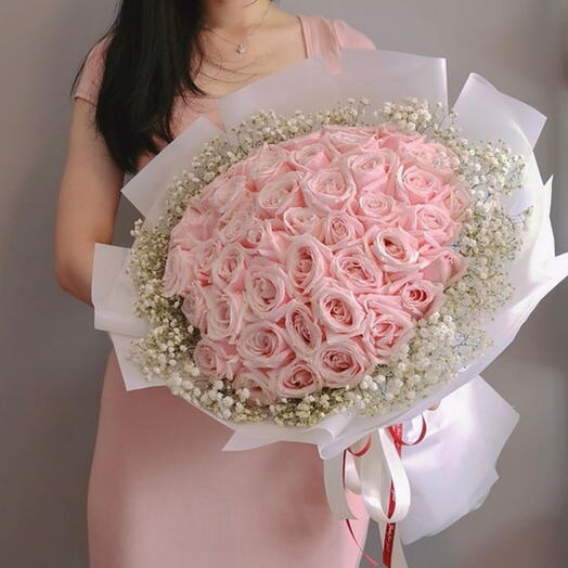 51 нежно-розовый романтический букет на годовщину