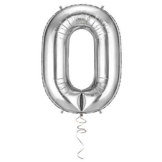 Silver Number Zero Helium Balloon 40 Inches