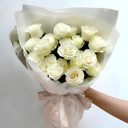 Pure Beginnings – 21 roses blanches