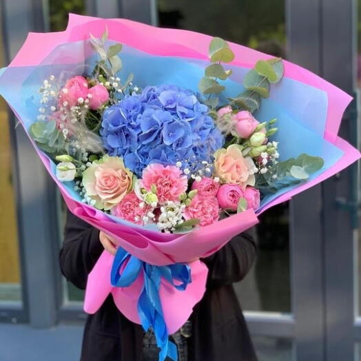 Blue   Pink  Flower Bouquet