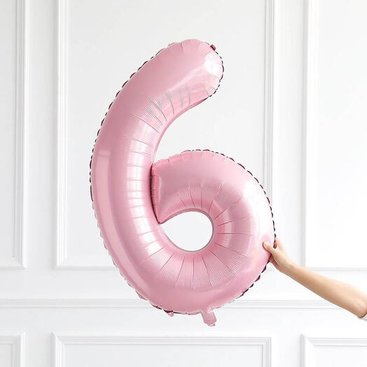 Number 6 pink balloon