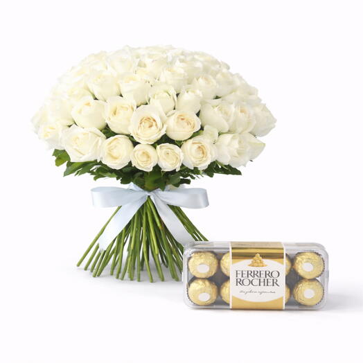 Elegant White Roses   Ferrero Rocher