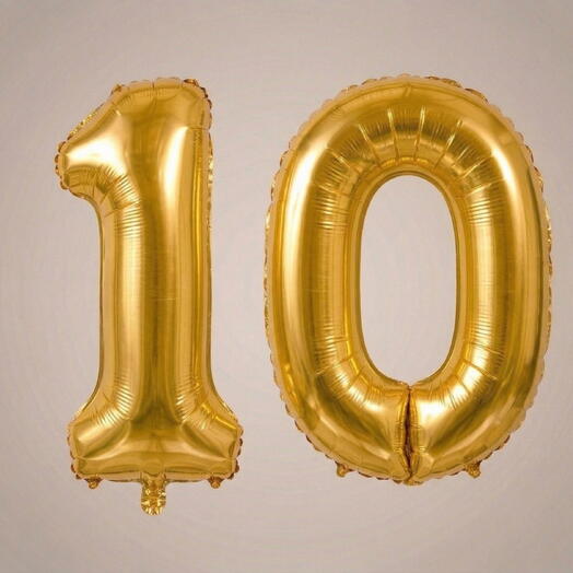 بالون هيليوم أزرق رقم 10 مقاس 32 بوصة - زينة عيد ميلاد أو ذكرى زواج | أبوظبي