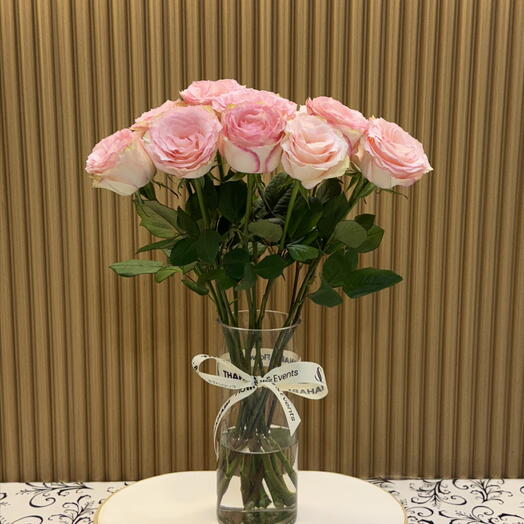 مزهرية ورد وردية فاخرة 1124