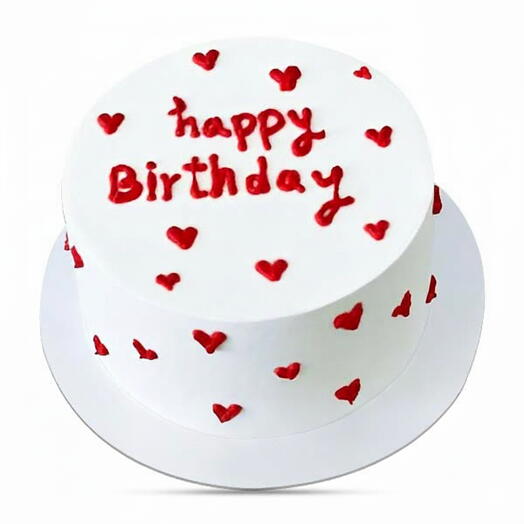 كعكة بيضاء مع قلب صغير (خالٍ من البيض، ٥٠٠ جم)