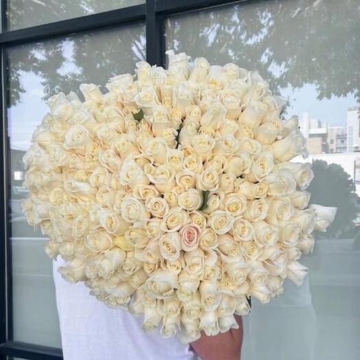 Bouquet of 201 white roses