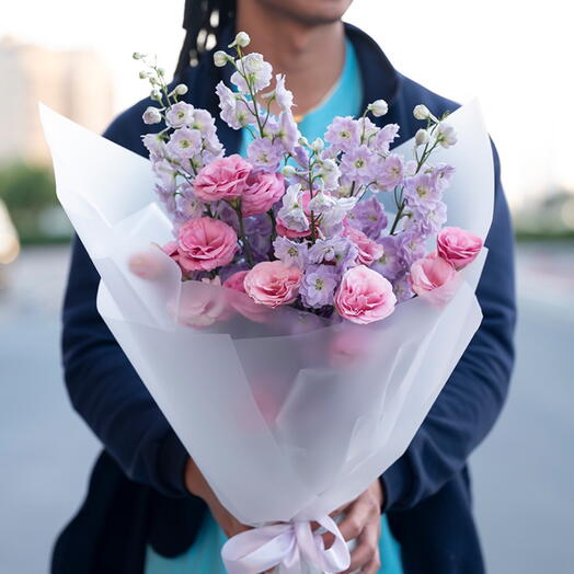 Eustoma And Delphiniums-1532