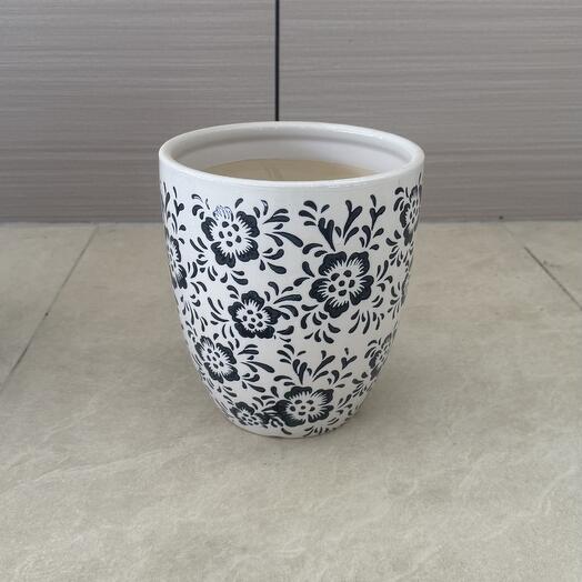 Дизайнерский керамический горшок белый - маленький