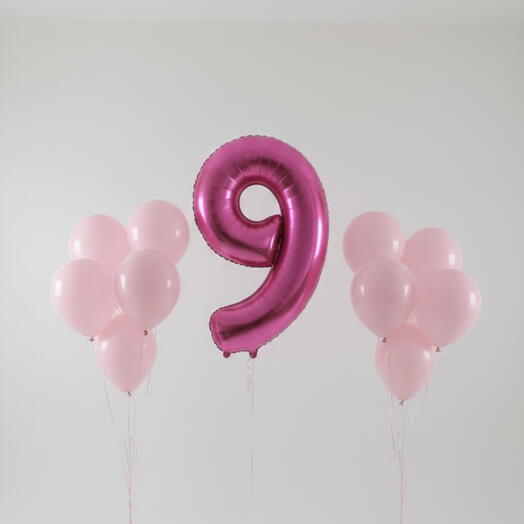 Happy Birthday Pink Number Nine Balloon Set – 40 Inch
