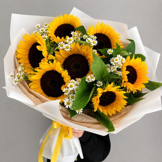 Bouquet of sunflowers and chamomiles-1970