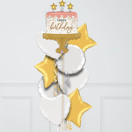 Birthday Cake Confetti Foil Balloon Bouquet