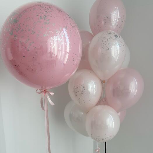 Pink cloud helium balloon set