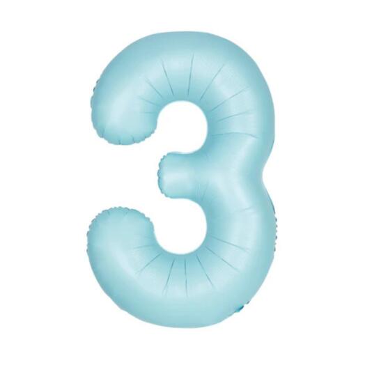 Giant Pastel Blue Number 3 Balloon