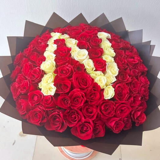 101 Red Roses bouquet with name lattaer