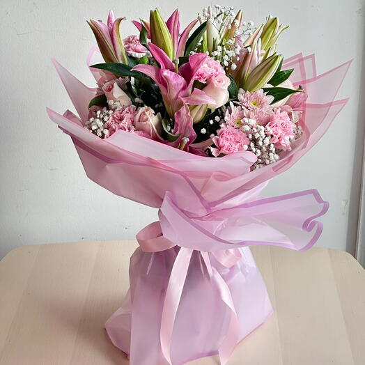 Смешанный букет Розовая безмятежность