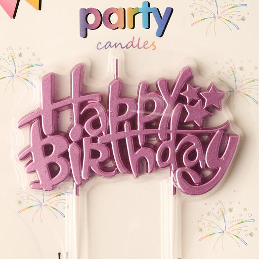 "С Днём Рождения" элегантная свеча-слово - розовый металлик