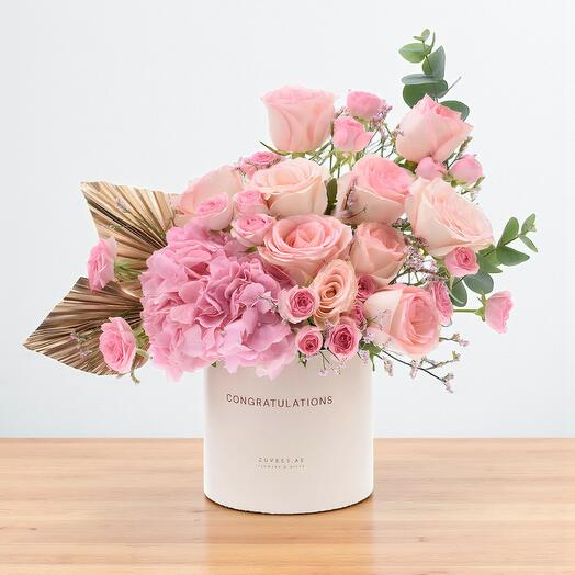 Золотая   Розовая Поздравительная Коробка