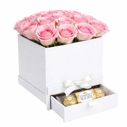 Boîte de roses roses de luxe