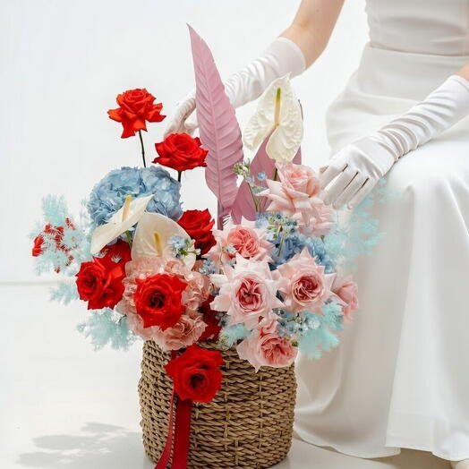 Небесно-голубой Алая художественная корзина