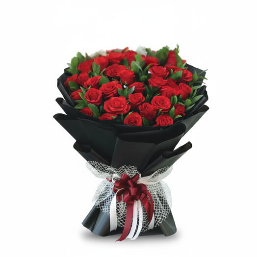 30 Red Roses Bouquet with Love You Card