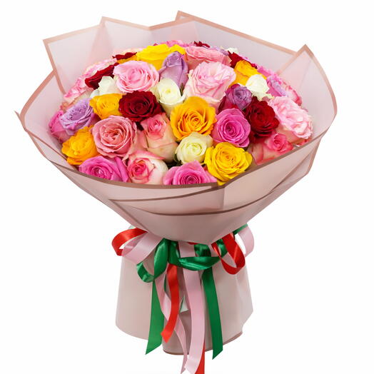 51pcs Multicolour Roses Bouquet - Elegant Floral Gift