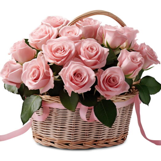 30 Pink Roses Basket