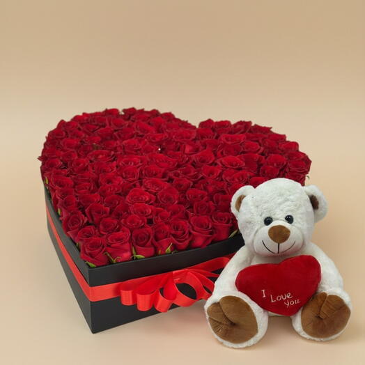 Boîte cœur de luxe (cadeau de la Saint-Valentin) ours en peluche