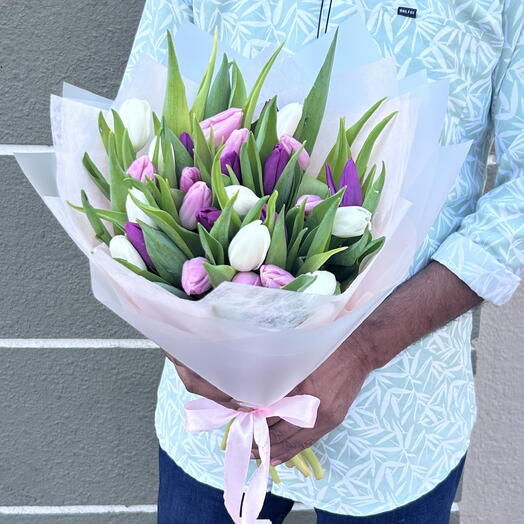 Tulips Bouquet - Pink/White/Purple Garden of Love