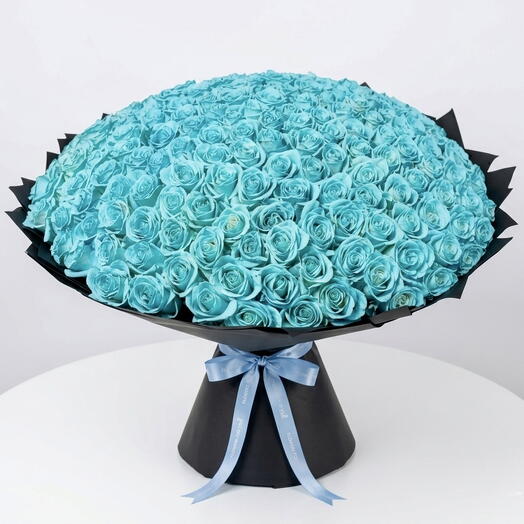 201 Light Blue Roses Bouquet – Grand Luxury Sky Blue Floral Arrangement