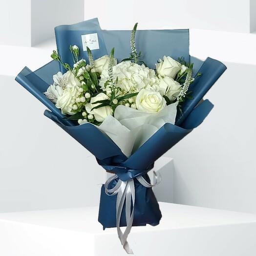 White Rose and White Hydrangea