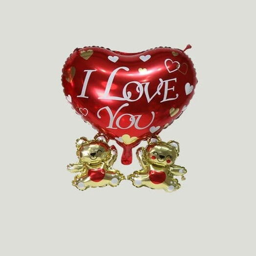 Воздушный шар «Love You» с плюшевым медвежонком