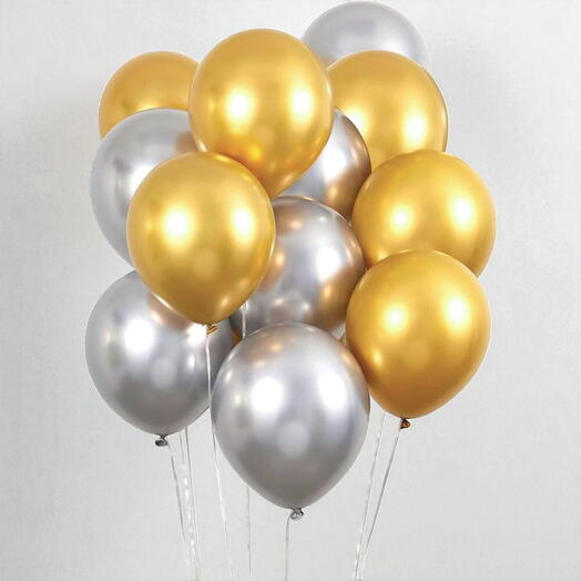 Silver Gold Helium Latex Balloons - 20pcs