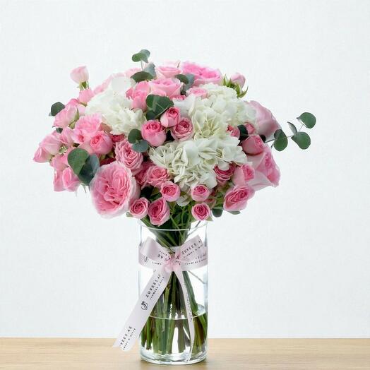 Вазовая композиция Розовая грация