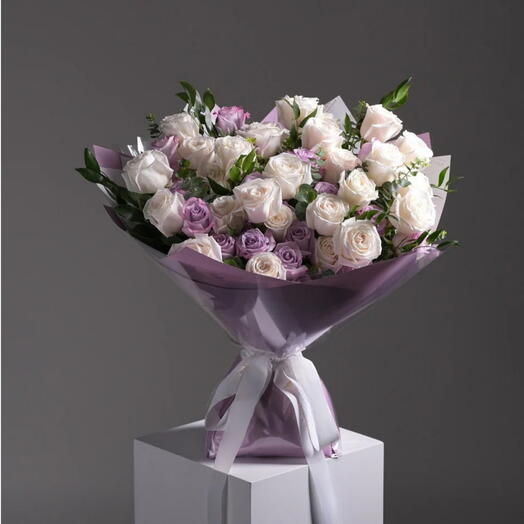 Wisdom - Purple and White Rose Bouquet