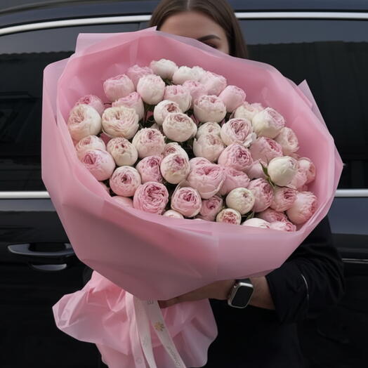 Букет Mansfield розовых пионовидных роз