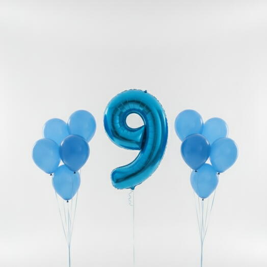 Happy Birthday Blue Number Nine Balloon Set – 40 Inch