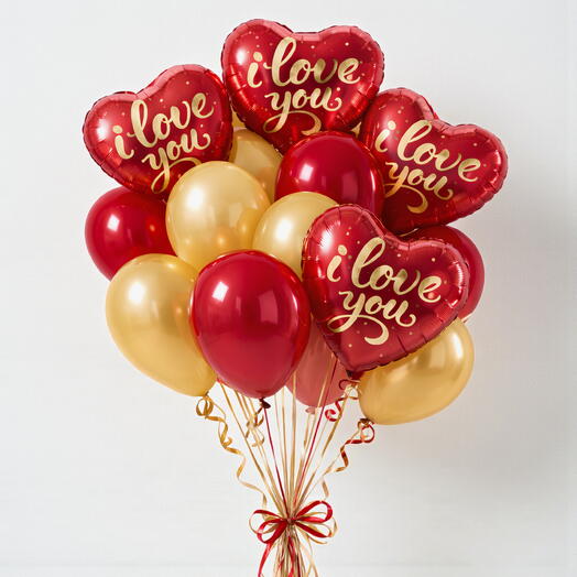 Набор фольгированных шаров Я люблю тебя | 16 гелиевых шаров любви и романтики