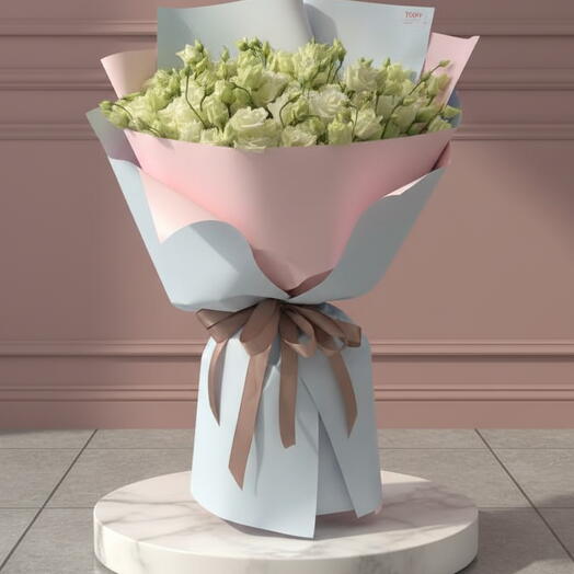 Bouquet de 21 eustomes blancs