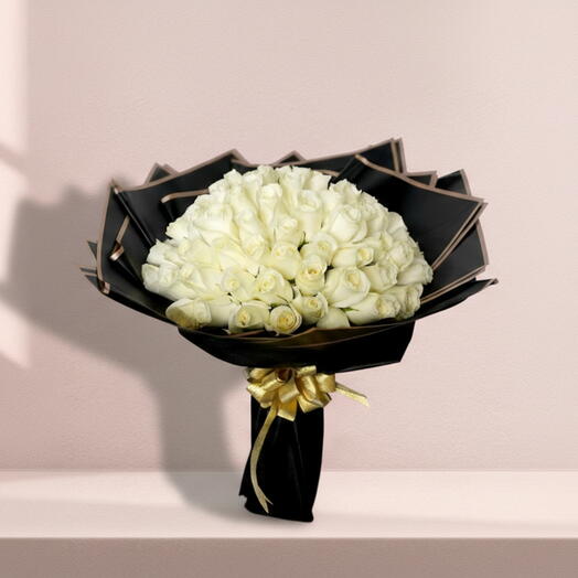 60 Fresh White Roses Romantic Gift