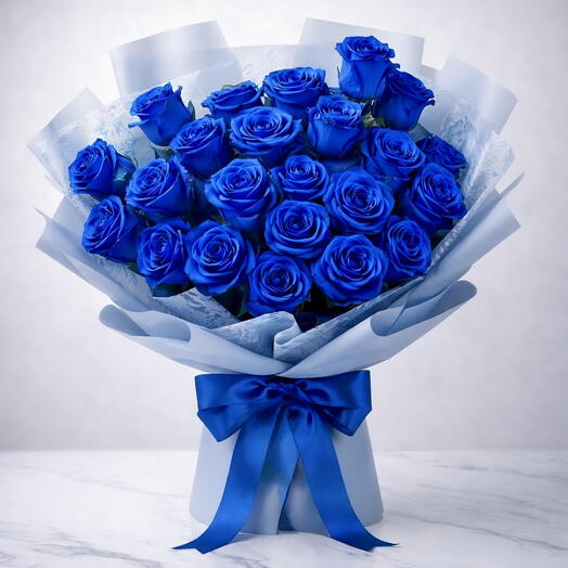 21Blue Roses Bouquet Luxury Royal Blue Floral Arrangement