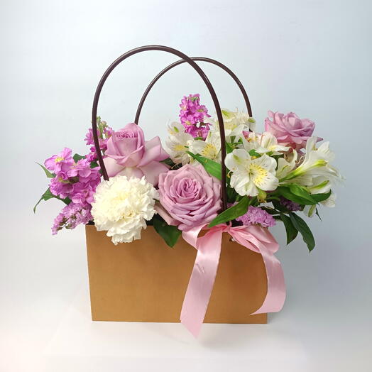 Pink Rose   Carnation Flower Bag