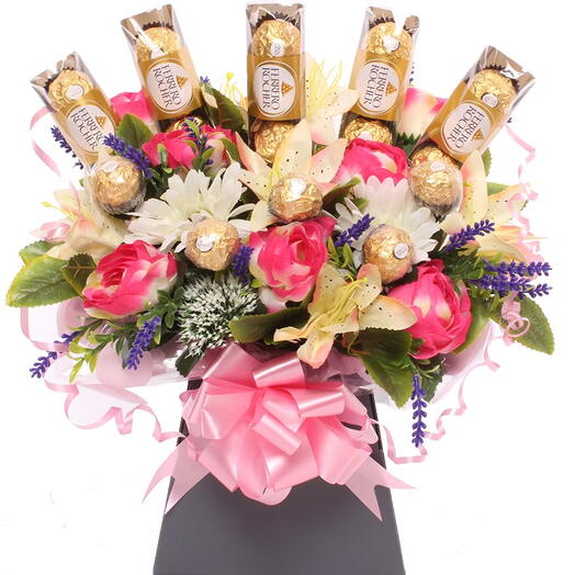 Bouquet Ferrero Rocher et Fleurs