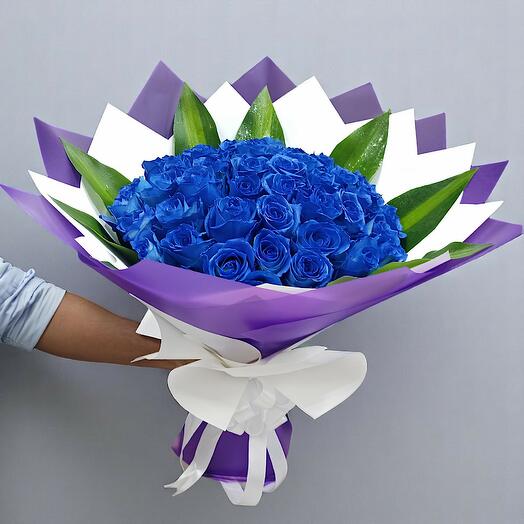 51pcs Blue rose bouquet